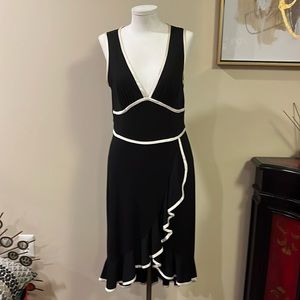 Ruby Rox Ruffle Dress ballerina style black and white midi dress preowned